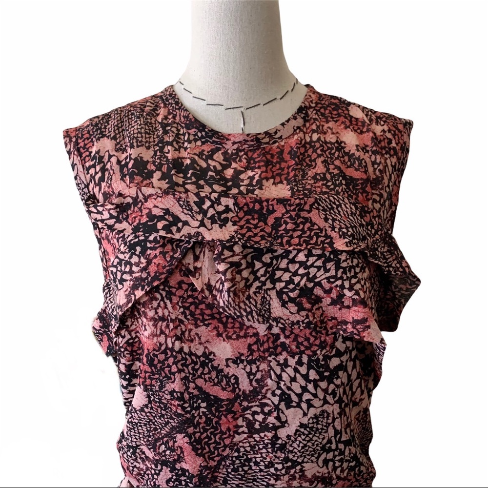 IRO Carly Silk Dress Snake Print Ruffle Cocktail 3 - Picture 2 of 12